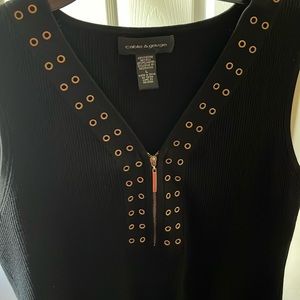 Cable &Gauge Tank Top V Neck Ribbed With Gold Zip Size Large